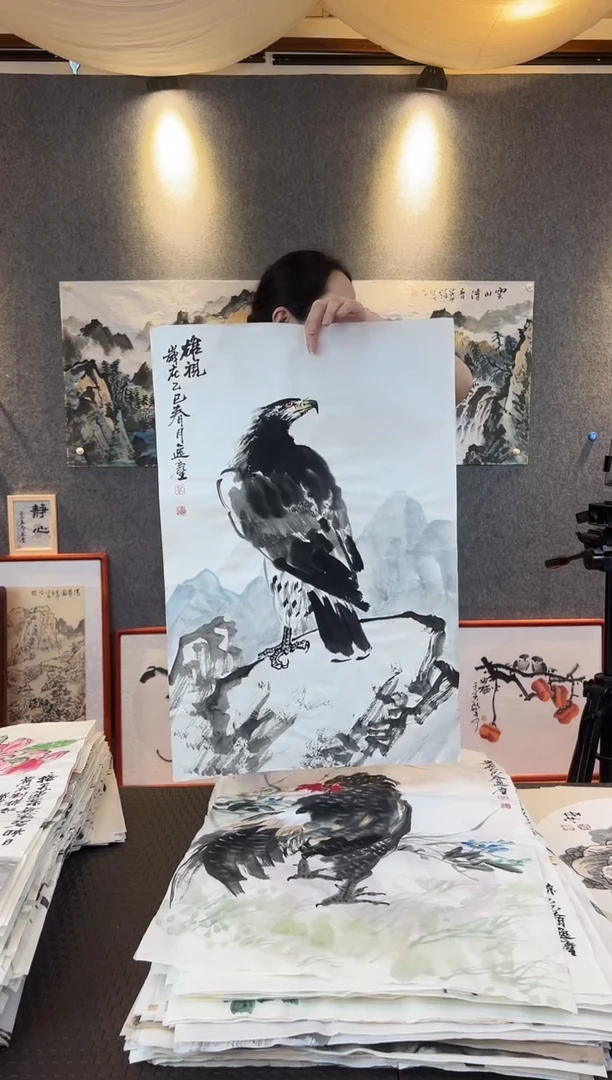 国画高勇利四尺三开68*45