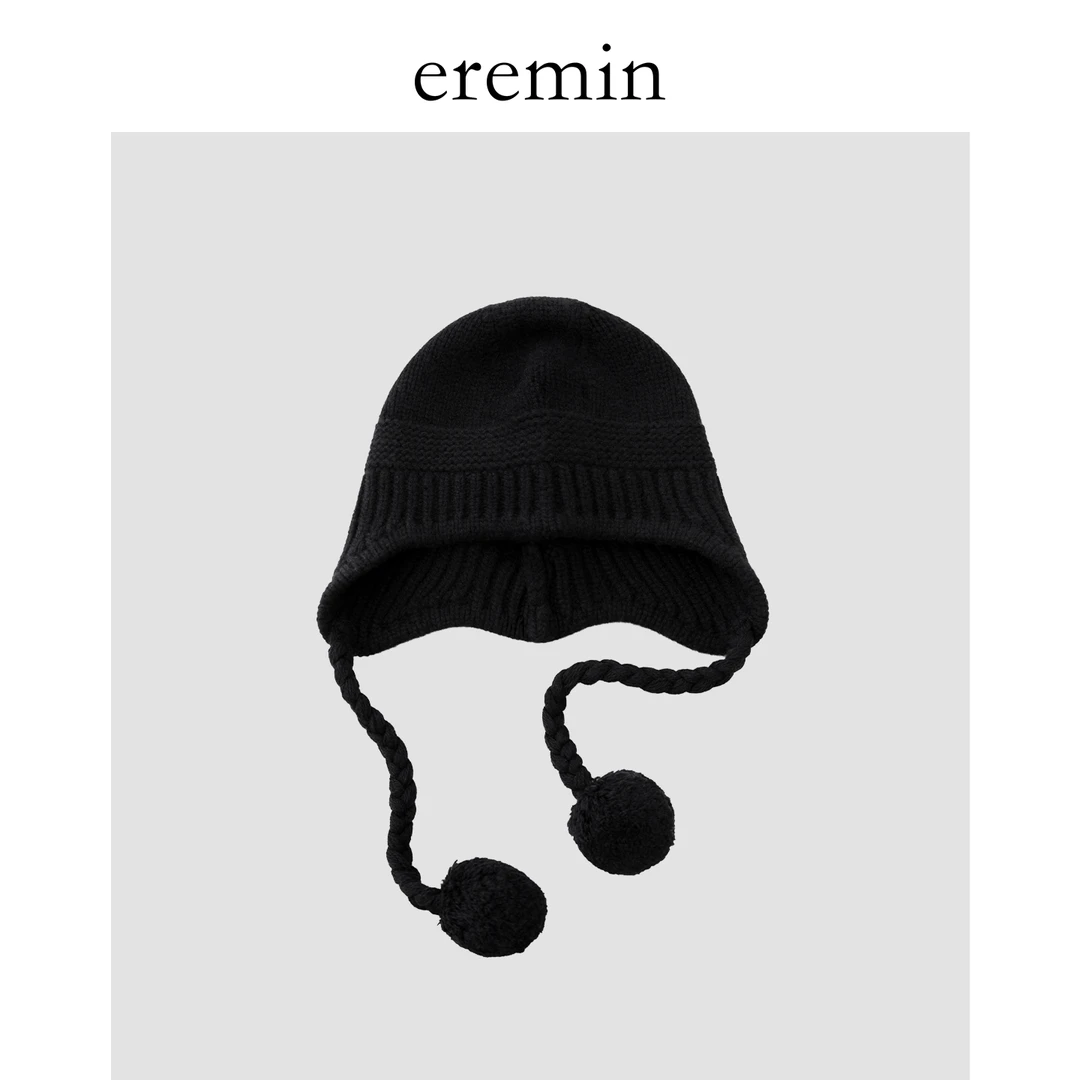 Min 100羊毛秋冬护耳针织毛线帽毛球包头帽