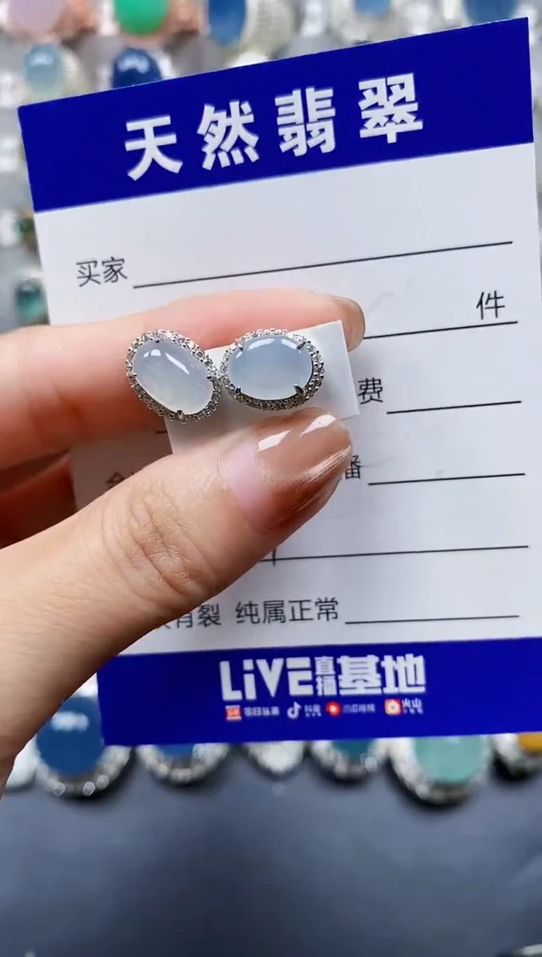 翡翠银S925镶嵌耳饰0461