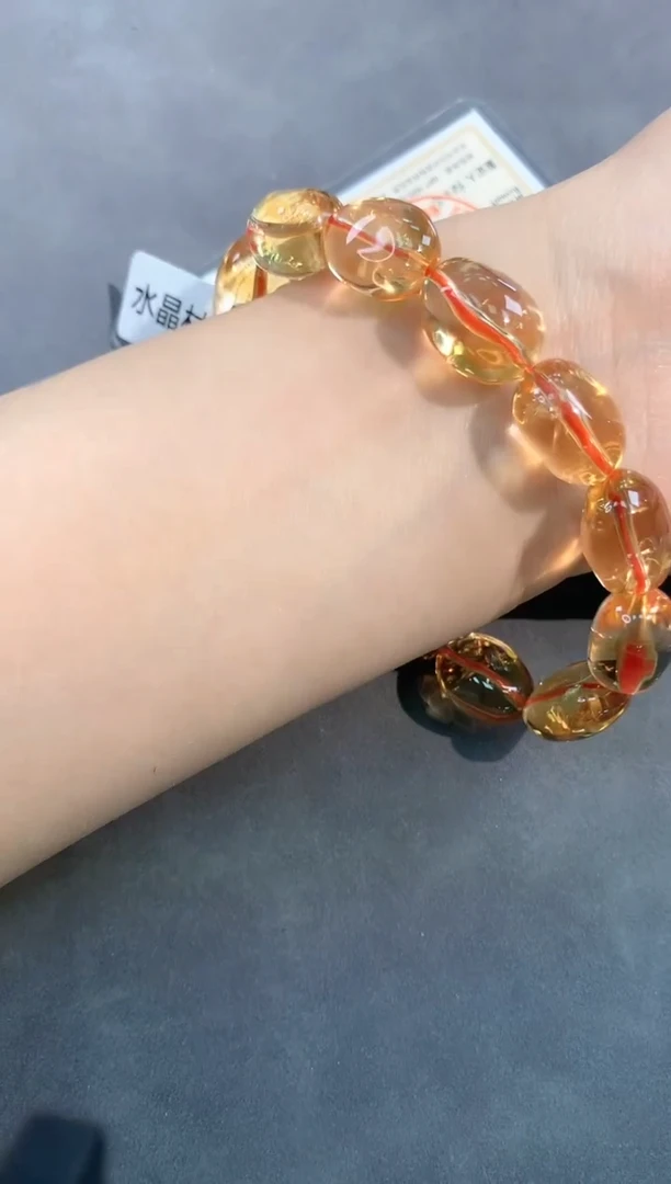 【闪购商品】黄晶手链未镶嵌26号暴力黄水晶糖豆单圈