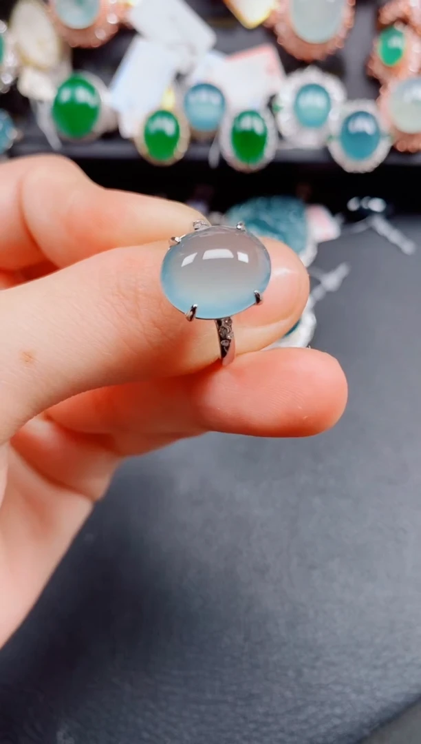 银S925镶嵌戒指翡翠翡翠