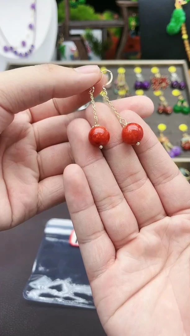 【闪购商品】玛瑙/玉髓耳钉银S925镶嵌118000