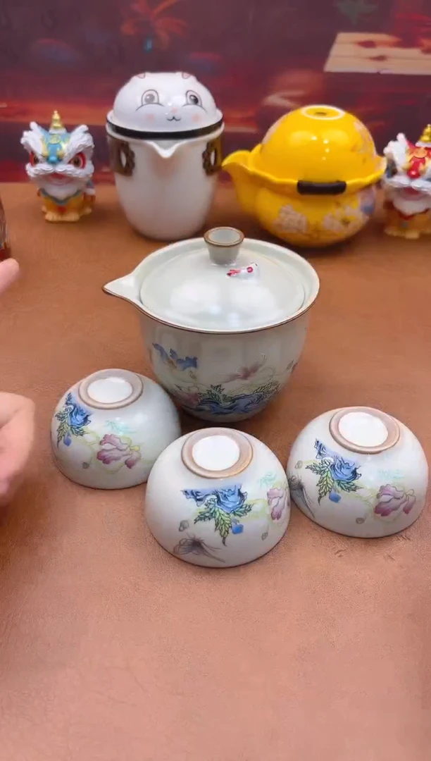 陶瓷茶具摆件旅行套组