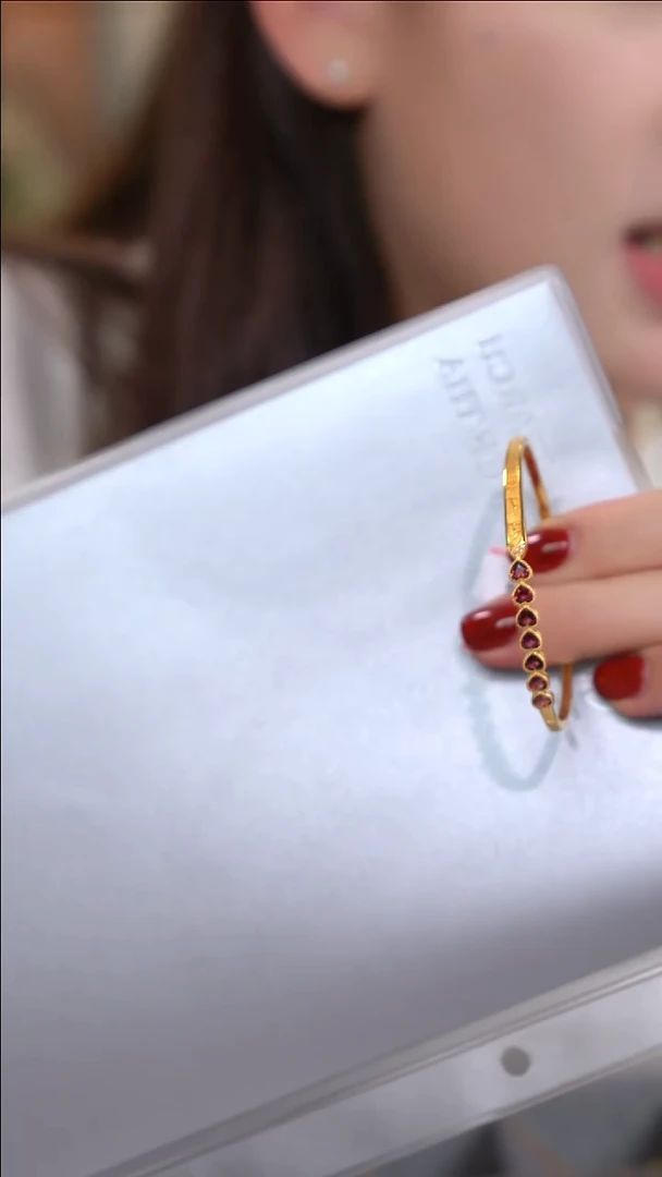 碧玺手镯18K金镶嵌57-60