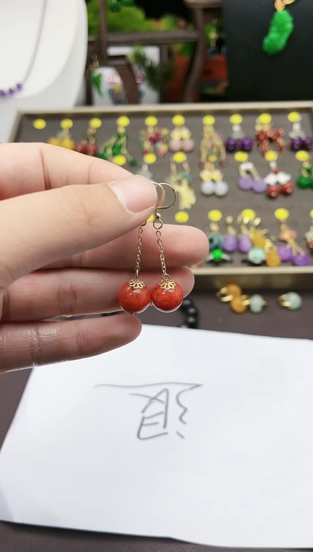 【闪购商品】玛瑙/玉髓耳钉银S925镶嵌118000