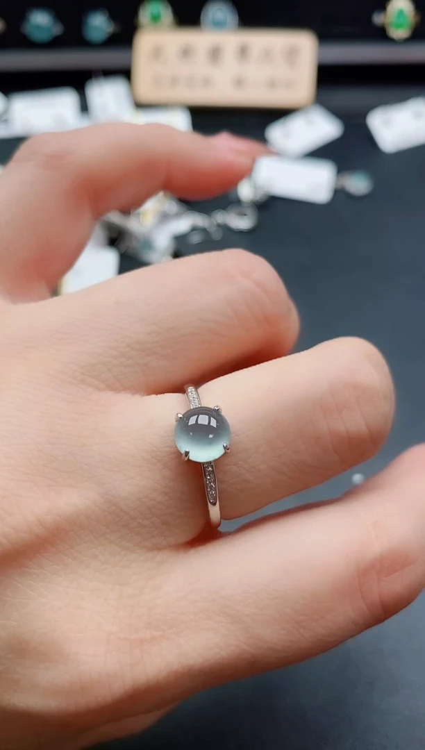 银S925镶嵌戒指翡翠1