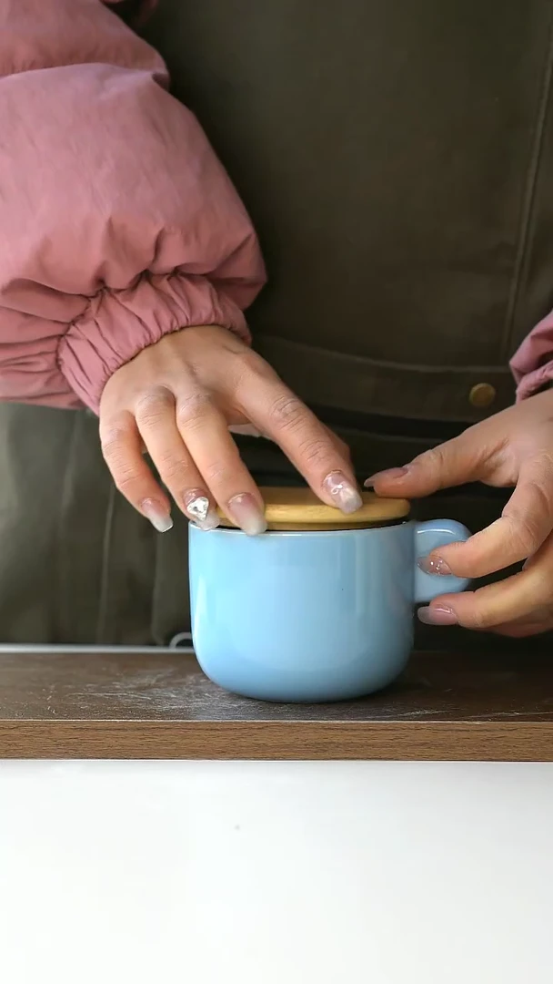 【闪购商品】陶瓷天蓝立体把手咖啡杯@4-2@