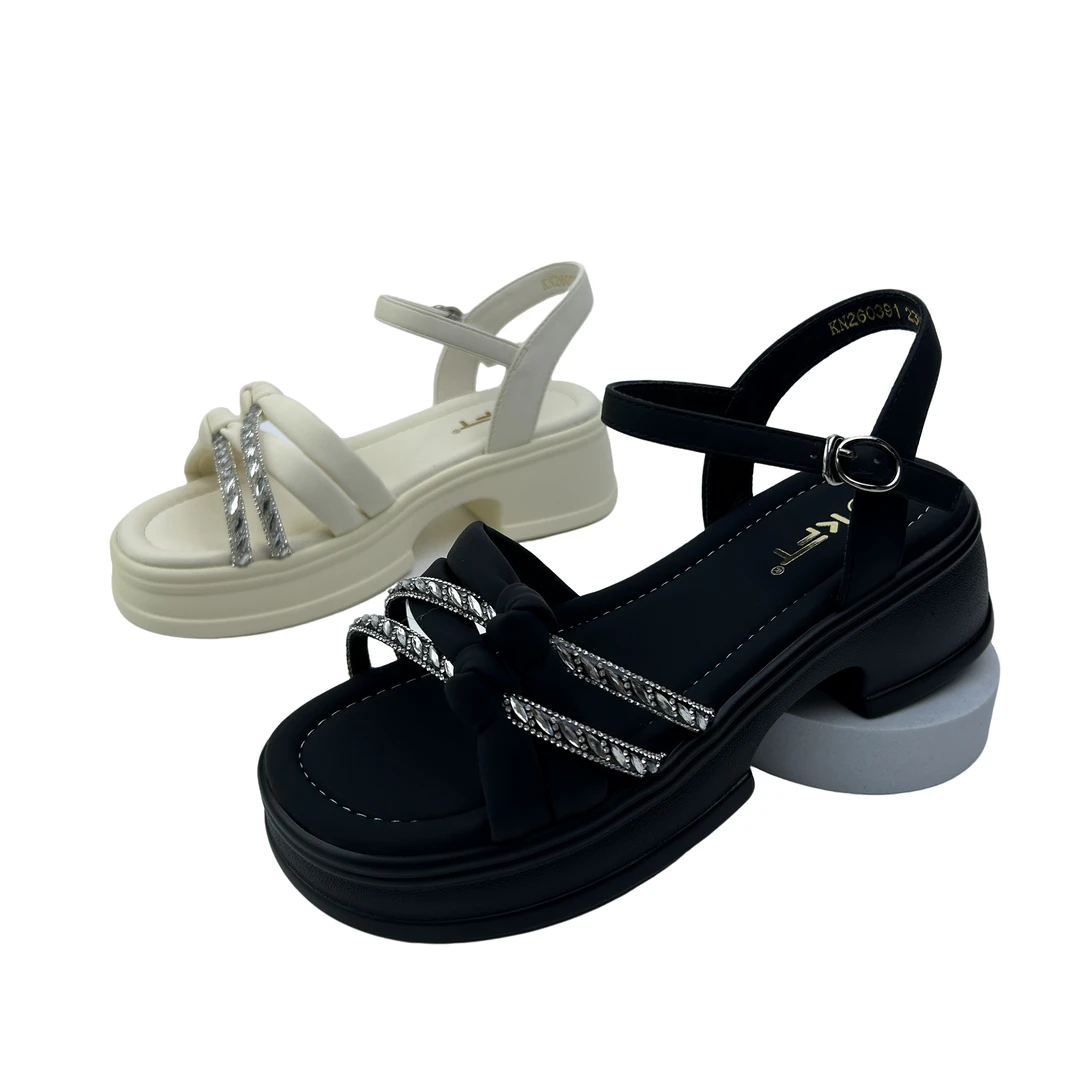 脚王夏季超纤圆头平跟女时尚凉凉鞋休闲百搭软底KN260391