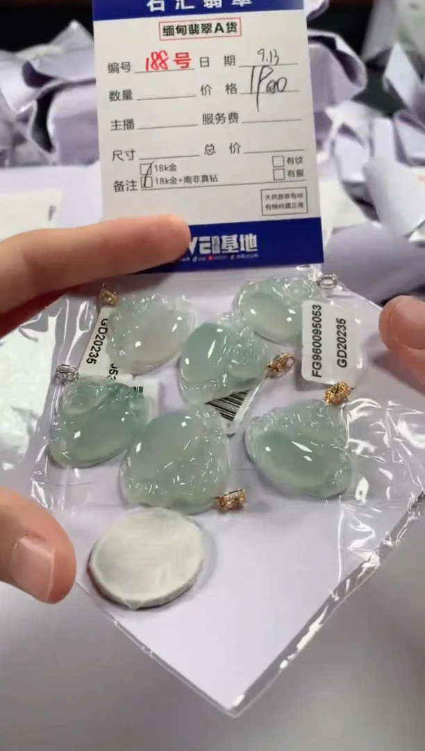 颈饰18K金镶嵌翡翠多样性发货，发一件