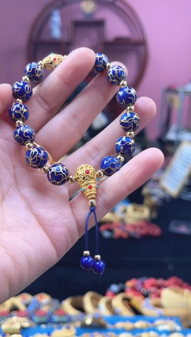 非遗 景泰蓝 手串 万花 宝蓝