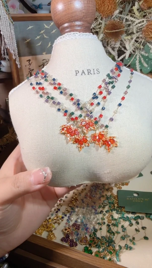 项链未镶嵌尖晶石枫叶 058