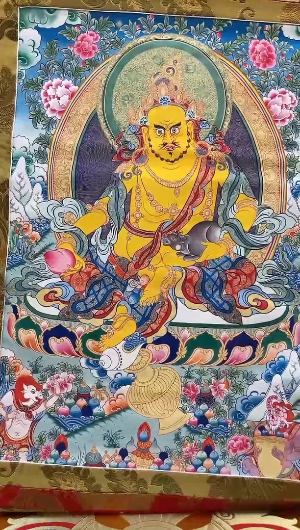【闪购商品】卷轴画矿物质喷绘  黄财1.3m金色龙布