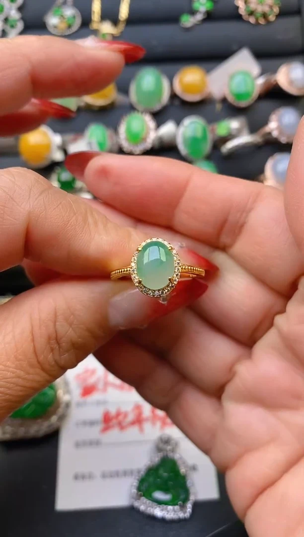 【闪购商品】翡翠戒指银S925镶嵌天然A货翡翠1