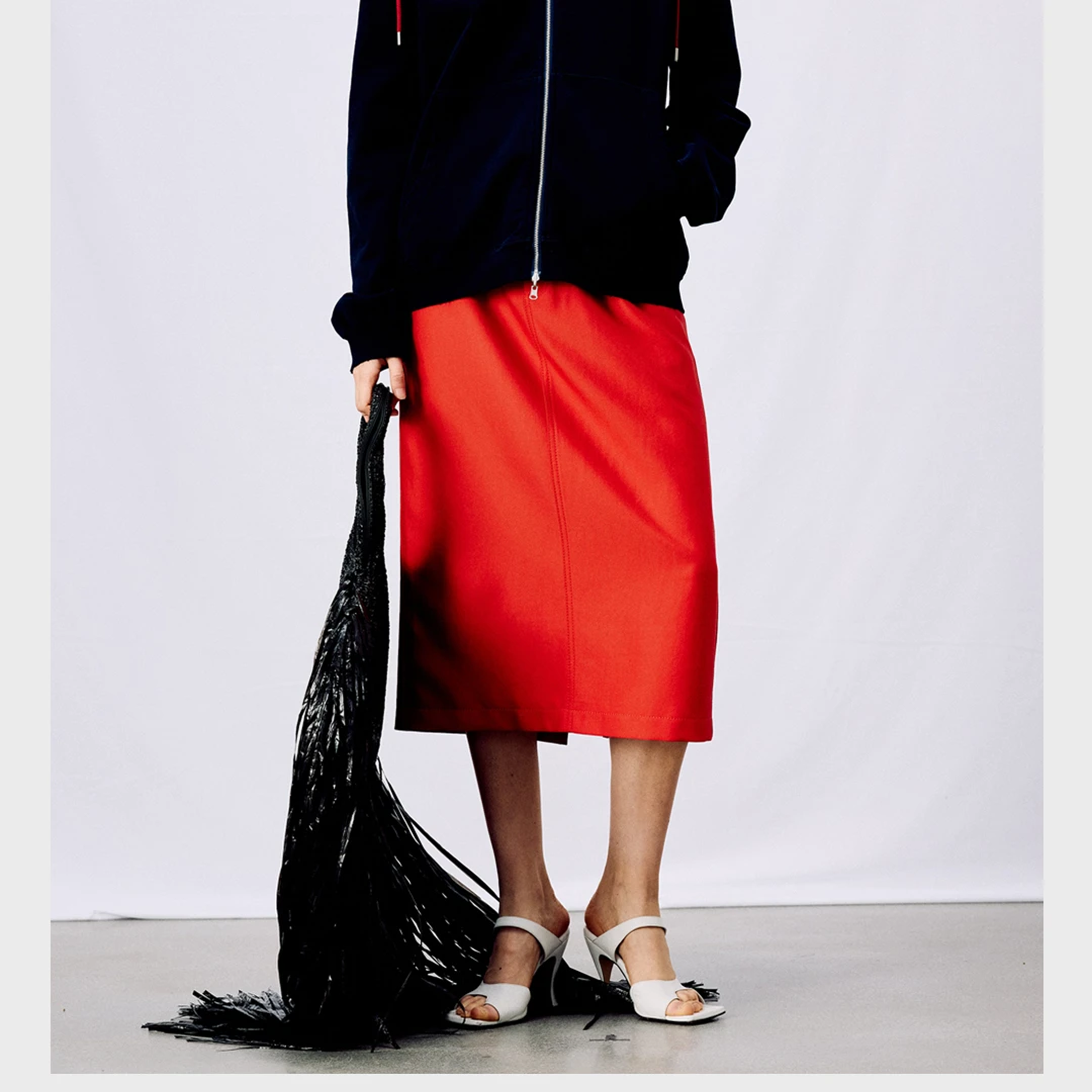 有尾YOUWEI萌蘖主题黑色直筒半身裙Y5825116百搭