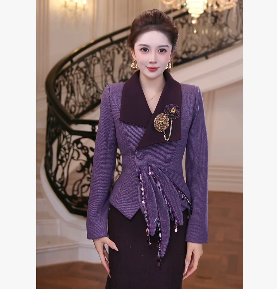 【芙娜妮】2025秋冬爆款设计感百搭气质外套显瘦遮胯女装F2531000A