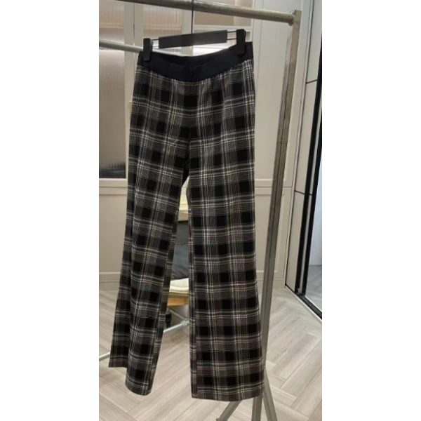 YOKLASS少女家 黑白格纹直筒微喇裤 K30243S51