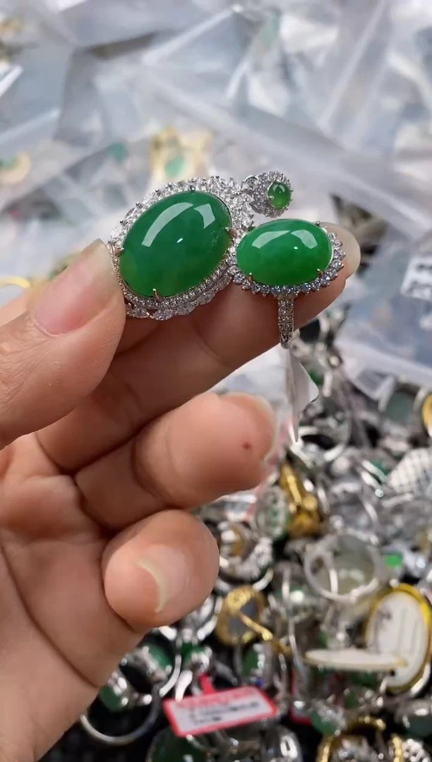 银S925镶嵌戒指翡翠333----2