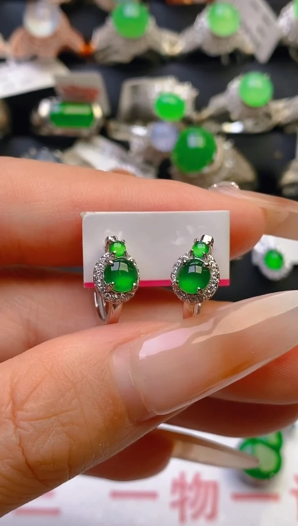 翡翠戒指银S925镶嵌天然