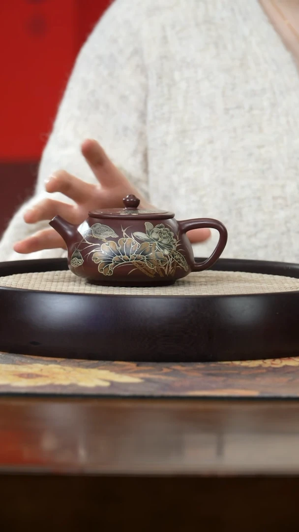 【闪购商品】紫砂茶壶J3997紫朱泥柱瓢HHJ