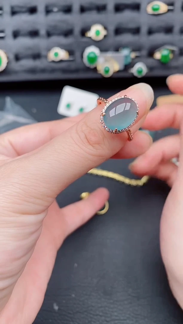 银S925镶嵌戒指翡翠天然a货翡翠316