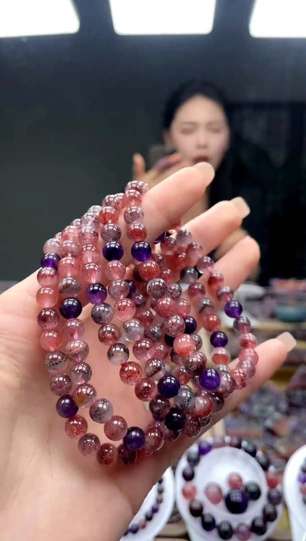 未镶嵌手串水晶超七黑加仑6mm 多样性发一