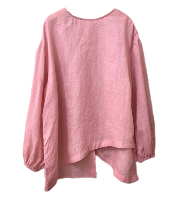 Miss.Z【清仓福利】设计款后系扣麻料衬衫9639