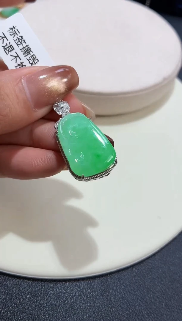 吊坠(不含链)银S925镶嵌翡翠【挽石珠宝】如意