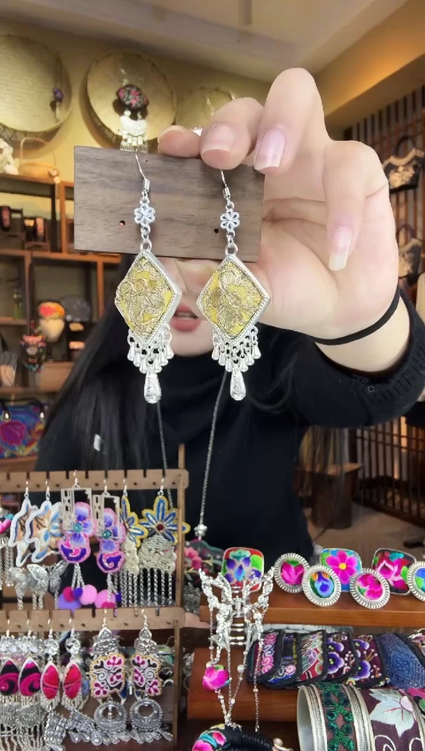 刺绣非遗刺绣民族风耳环