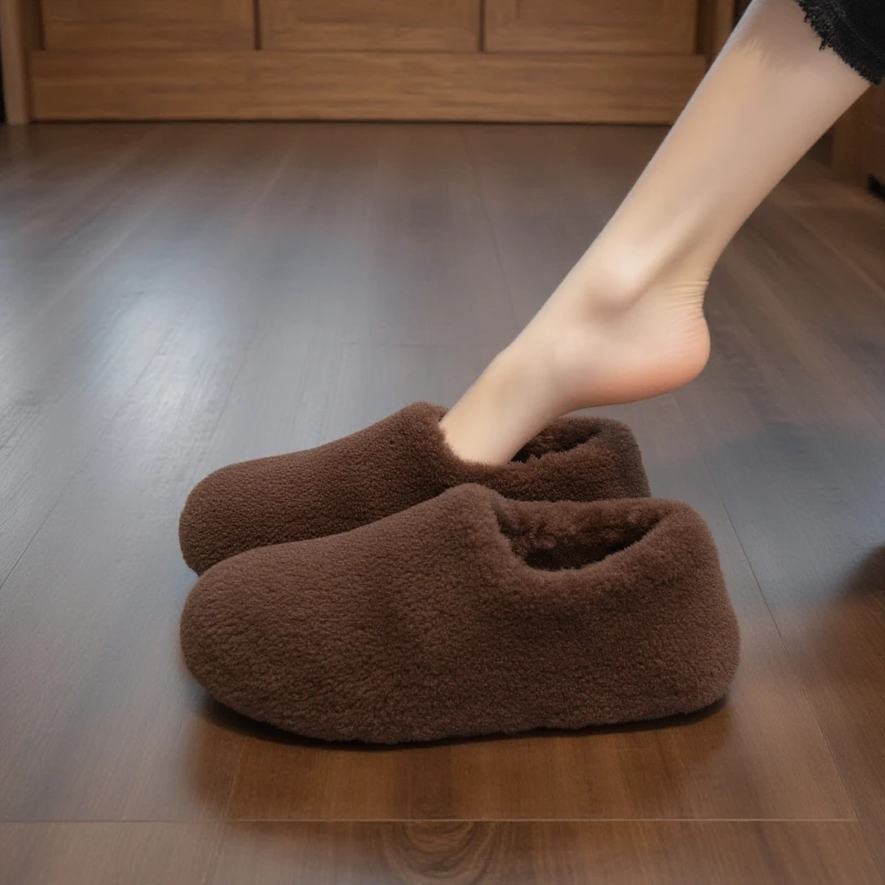 厚底加绒毛毛鞋女外穿雪地靴2025冬季新款一脚蹬羊羔绒勃肯棉鞋子