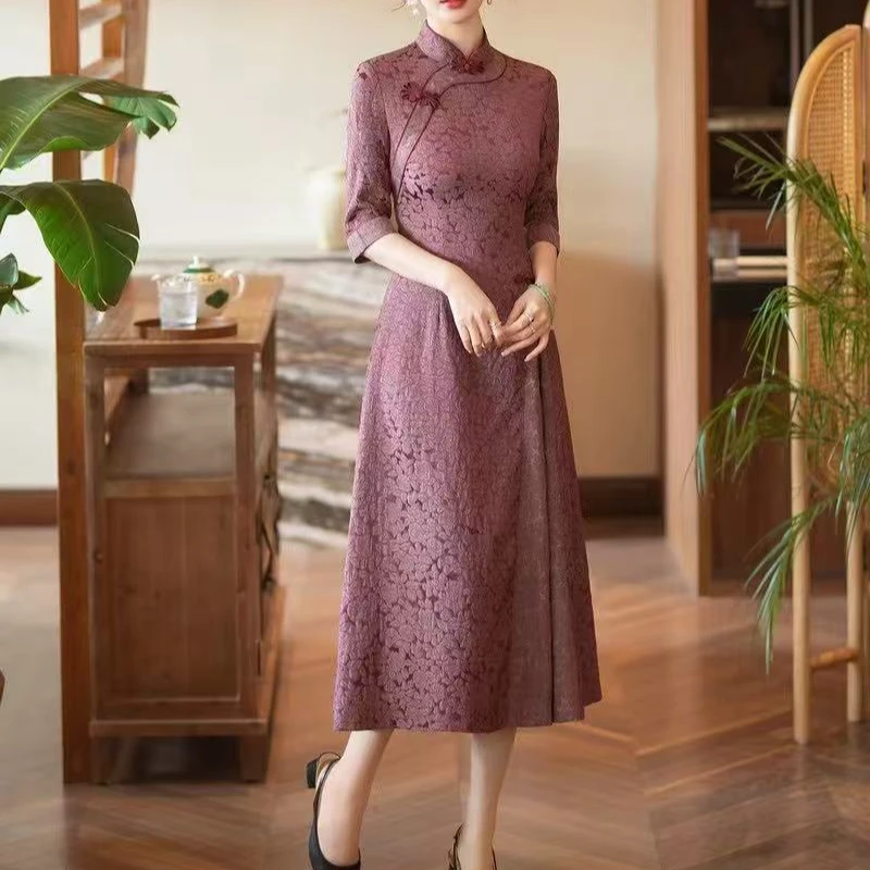 【亭美人】春夏国风洋气高级新中式改良旗袍裙长款踏青显瘦女装