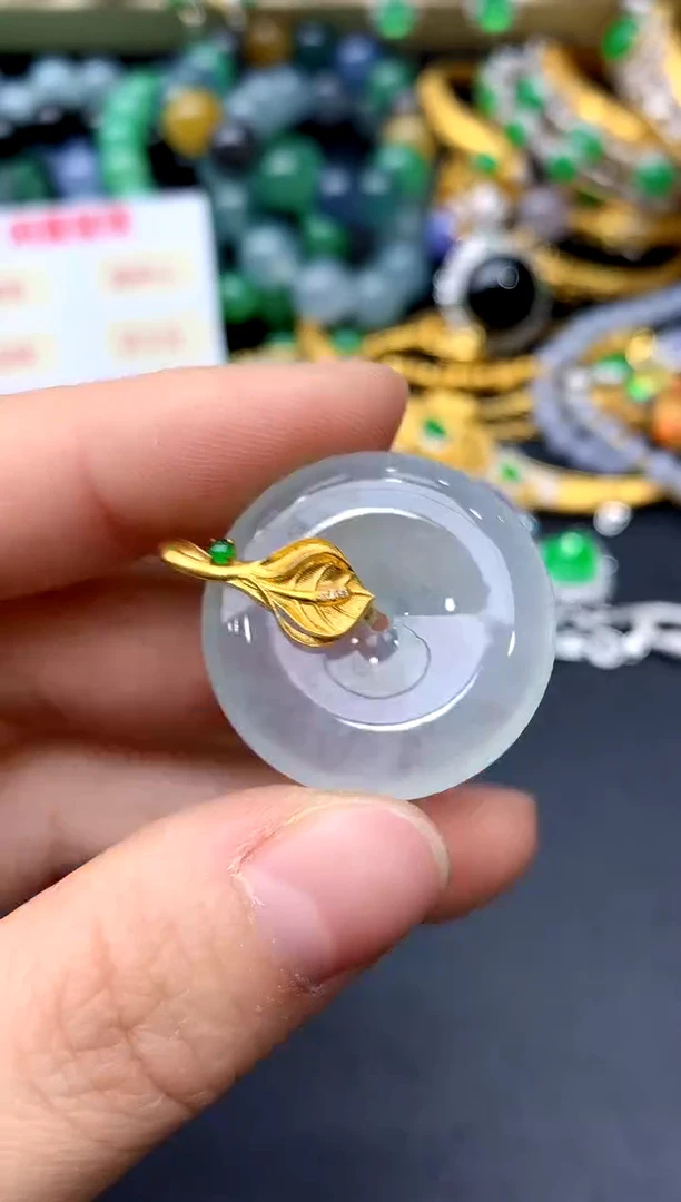 颈饰18K金镶嵌翡翠345-中国好珍宝