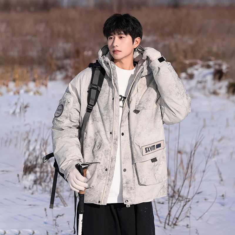 MTVO迈特优冬季羽绒服外套泼墨潮流工装派克保暖连帽羽绒服801