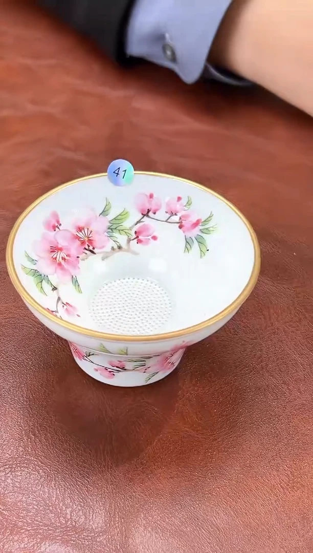 【闪购商品】其他宝石瓷水点桃花花鸟茶漏加单杯41