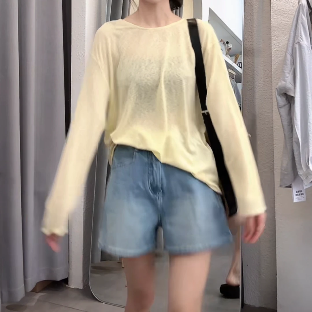 时尚性感小心机露背长袖上衣2025年夏季新款百搭显瘦上衣洋气