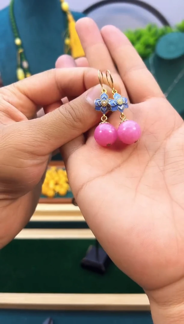 翡翠14K金镶嵌耳饰       E182