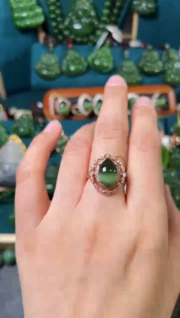 【闪购商品】和田玉（碧玉）戒指银S925镶嵌碧玉