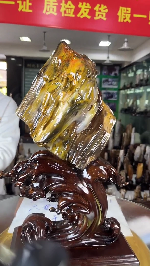 未镶嵌珠宝奇石硅化玉缅甸天然树化玉精品居家摆件