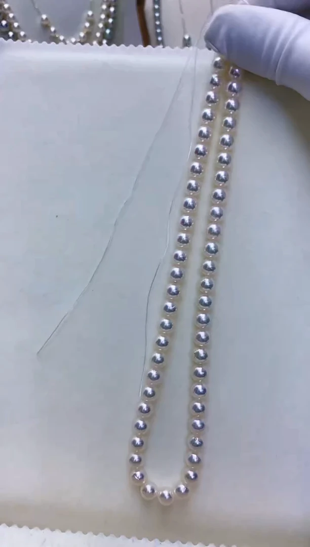 【闪购商品】海水珍珠饰品银S925镶嵌7-7.5满珠链·奶奶的脸