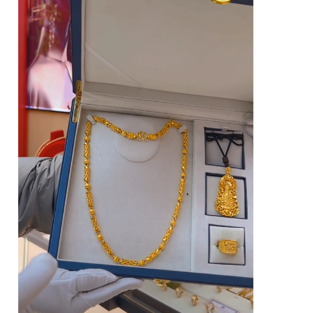 合金项链  {抖音好物} 男士霸气单帝王竹节祥云项链套装