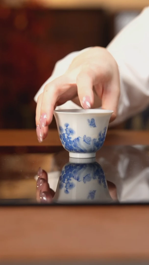 杯看山柴要青花花卉