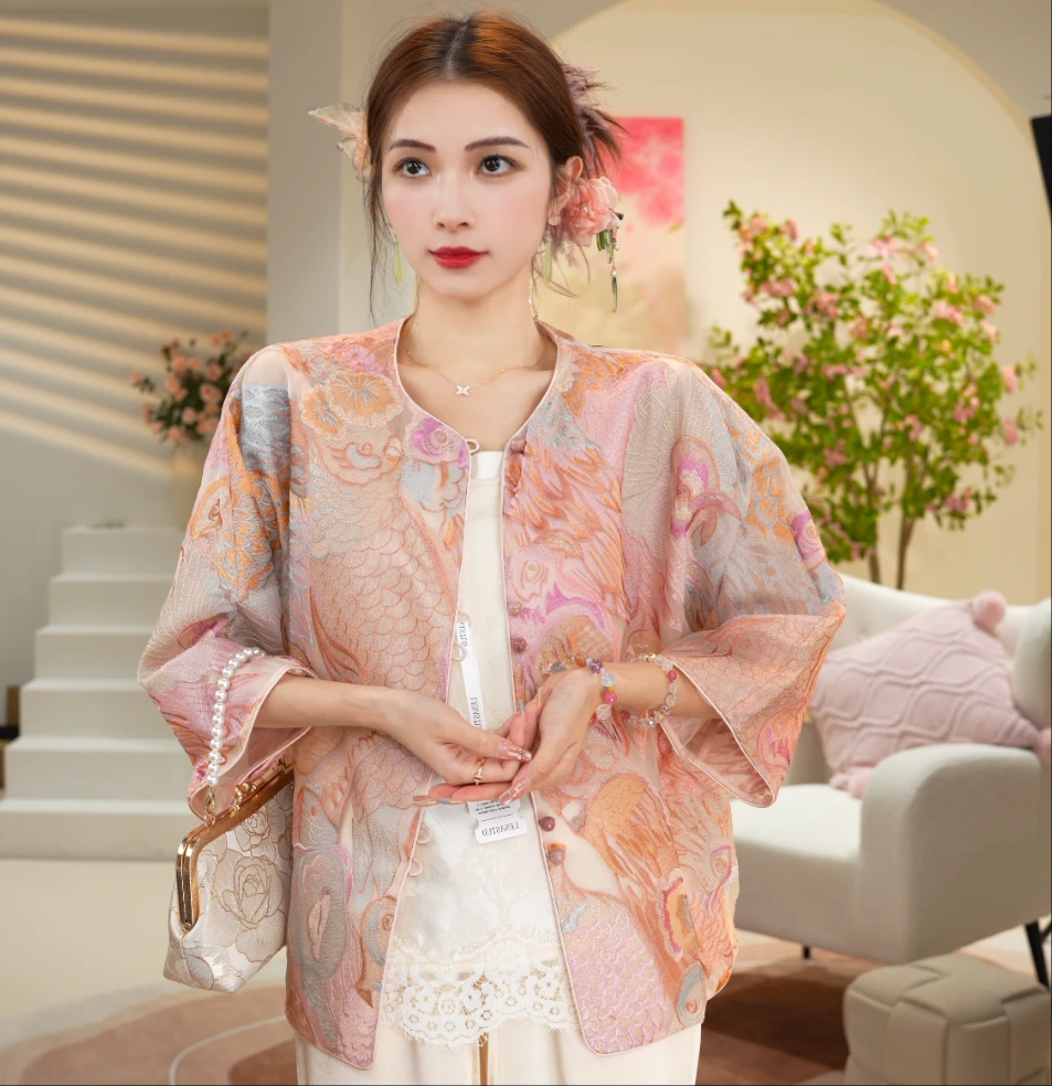 吉光凤羽/新中式春季新款重工织锦刺绣上衣2025A7207小源