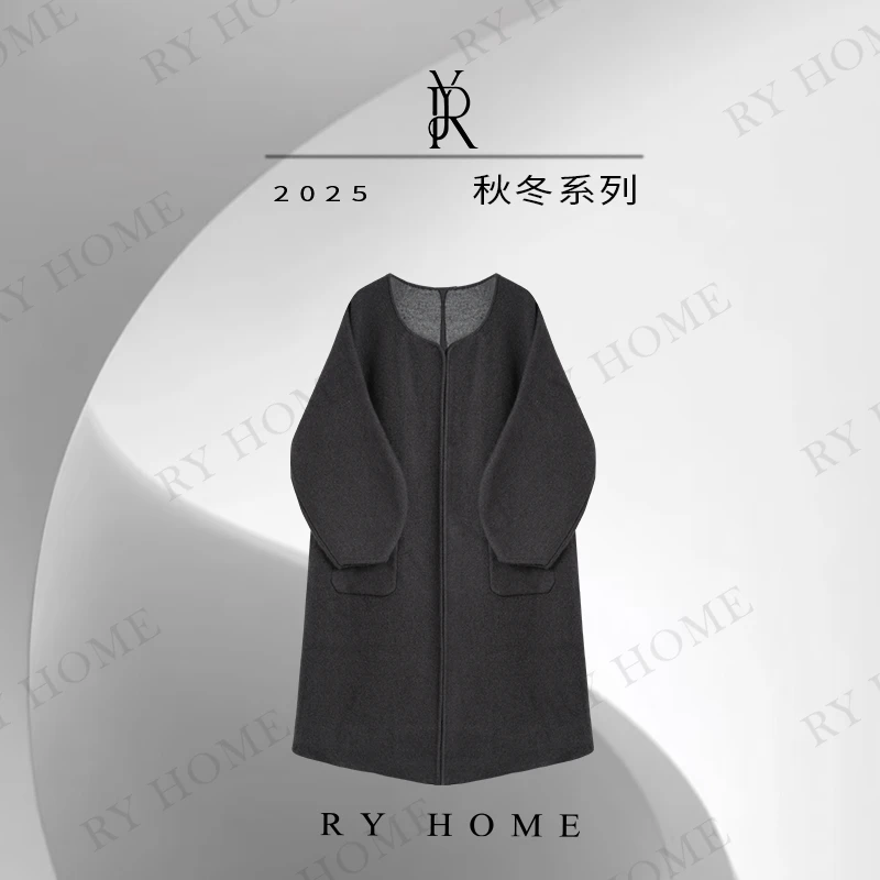 【容雨RYHOME】绵羊毛长款休闲开衫外套W1673