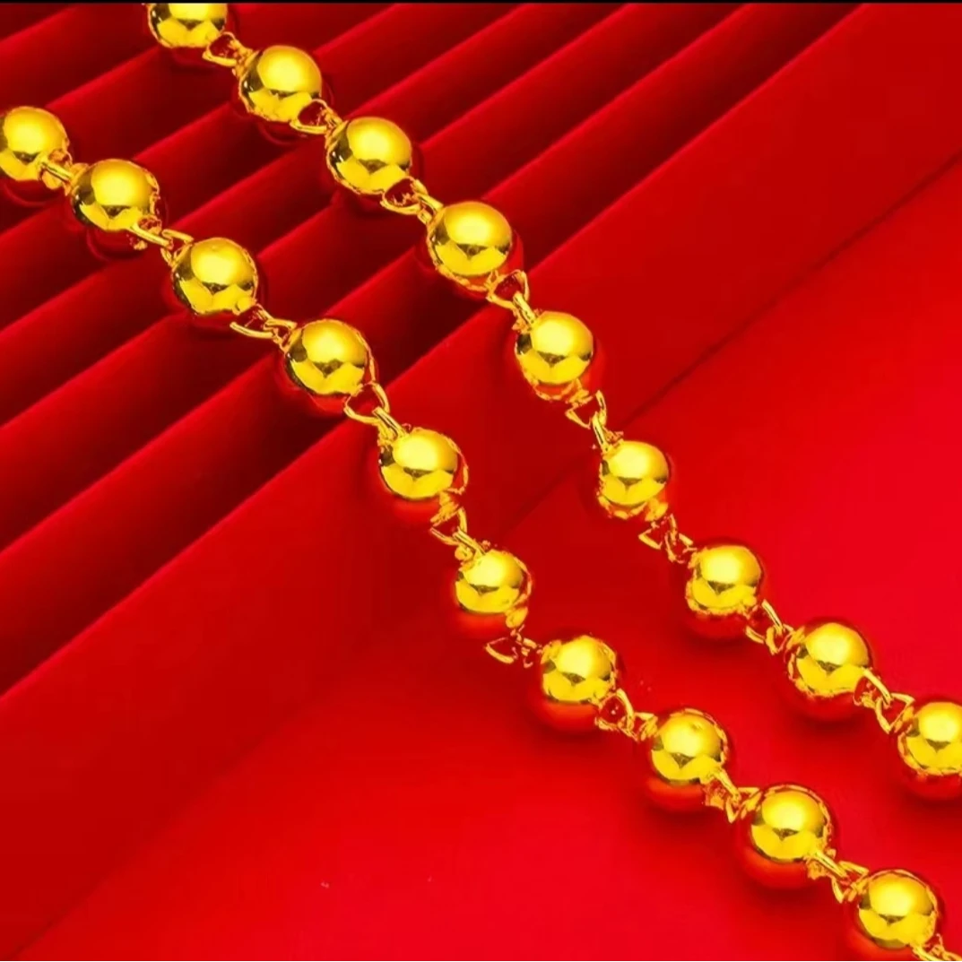 合金项链 圆珠项链亮面民族风 男士女士时尚气质大气百搭潮流经典