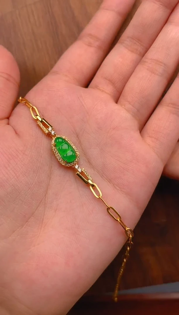 【闪购商品】翡翠手链银S925镶嵌豆子手链