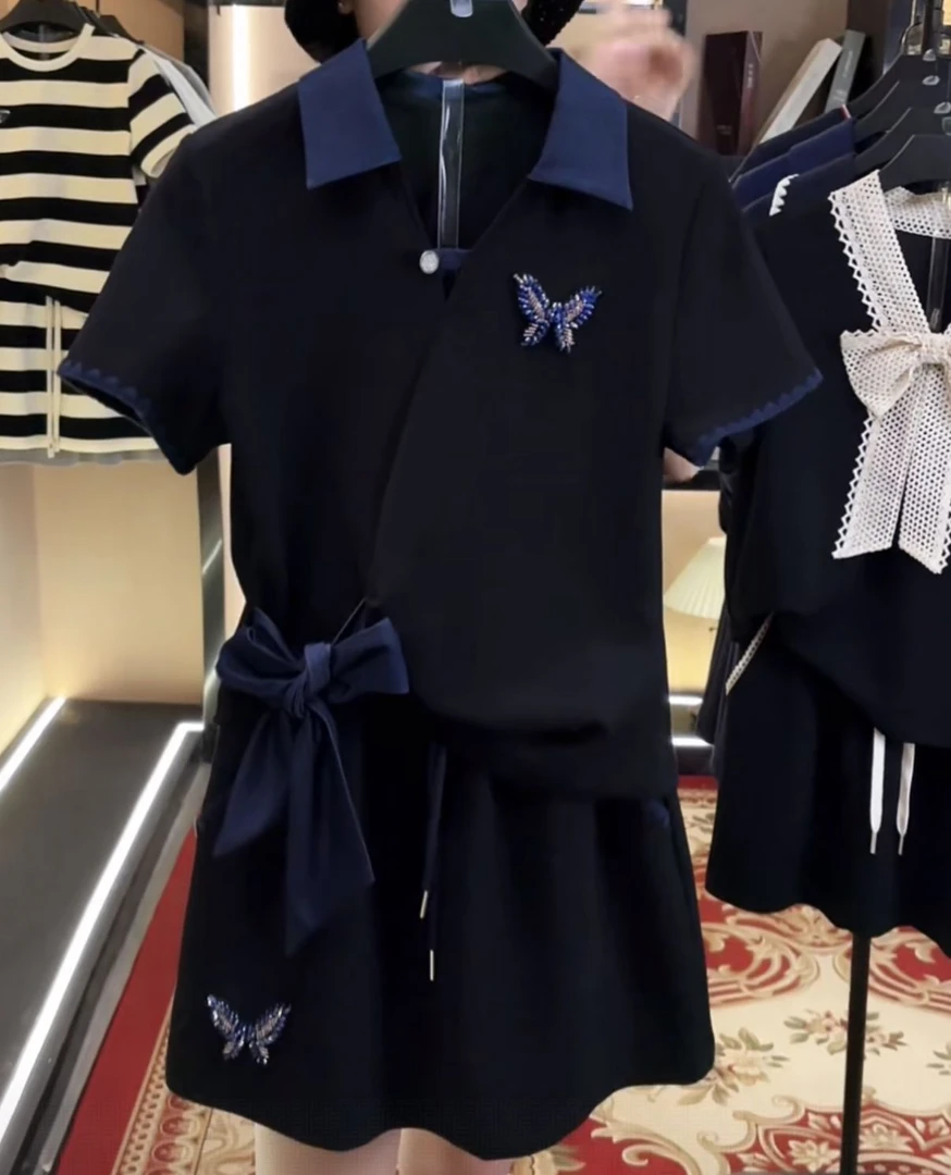 【99】夏季新款立体蝴蝶结短袖套装裙两件套连衣裙裤NH-A273