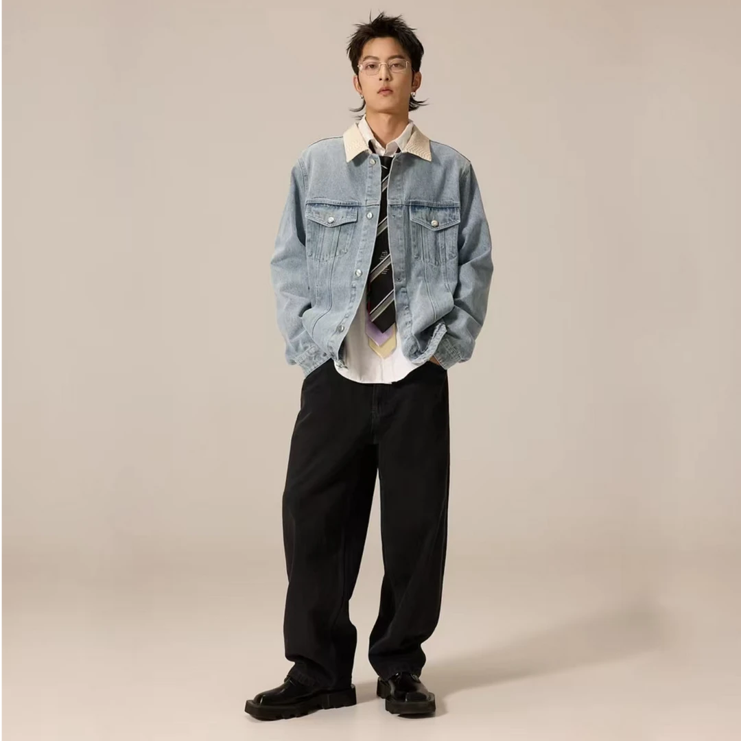 M07-6010118-CHI水洗风格设计潮流时尚直筒牛仔裤