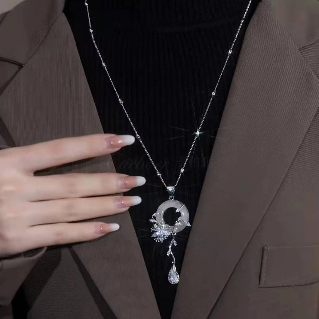 钛钢项链 平安扣流苏长款项链女简约气质百搭时尚毛衣链轻奢配饰