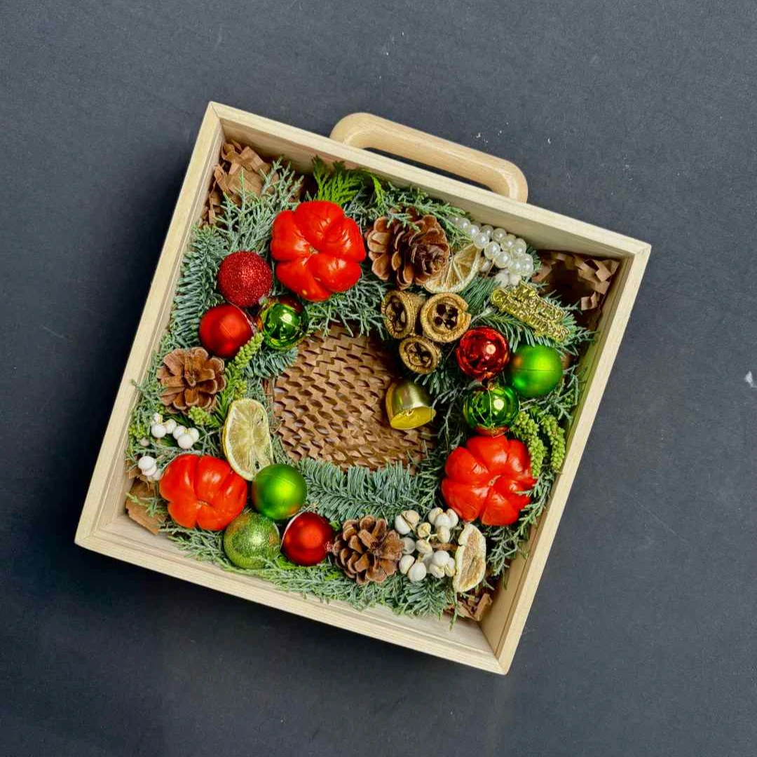 【不是凡花 圣诞花环】25公分圣诞礼盒套