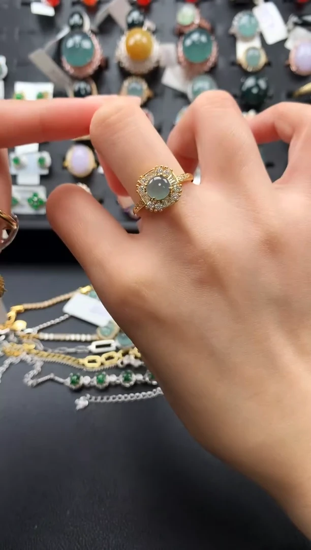 【闪购商品】翡翠戒指银S925镶嵌658754765