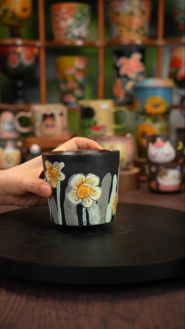 釉下手绘陶瓷紫砂杯